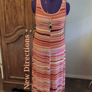 New Directions orange multi stripe design sleeveless maxi dress sz: M